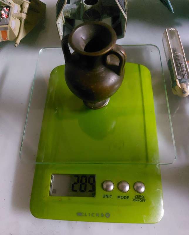 Brass or Bronze Amphora Shaped Vase Small 8cm high but Heavy 289g
