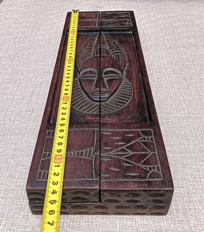 Decorative Ashanti Ghana Oware Mancale Game Board Hand Carved Folding Hinged Wooden Design
