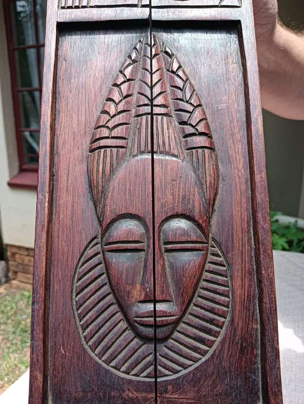 Decorative Ashanti Ghana Oware Mancale Game Board Hand Carved Folding Hinged Wooden Design
