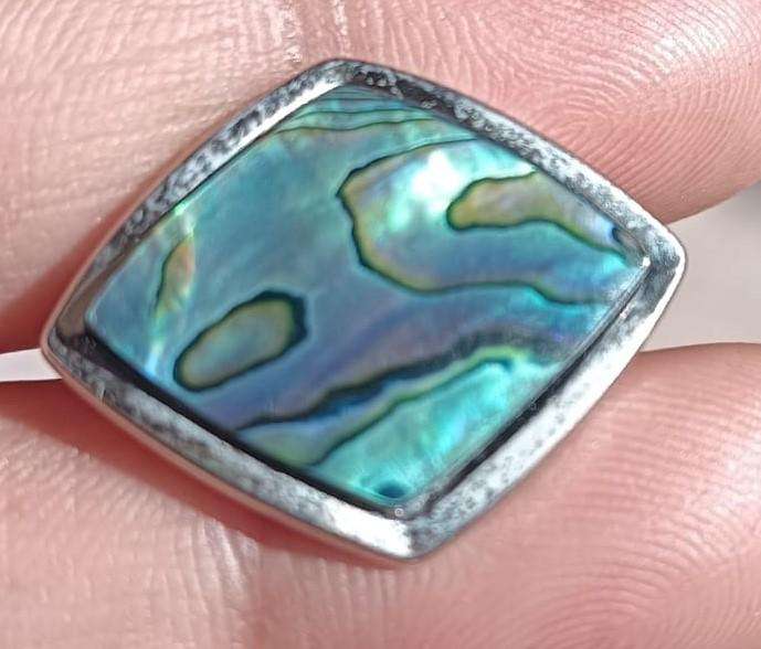 Iridescent Paua Shell Rhombus Shaped Cufflinks from New Zealand
