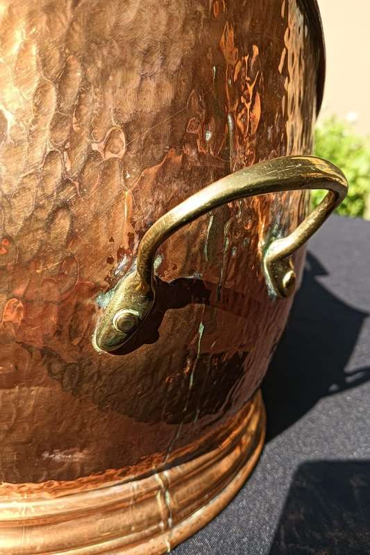 Vintage 1950s Peerage English Copper Helmet Coal Scuttle with Copper Handle