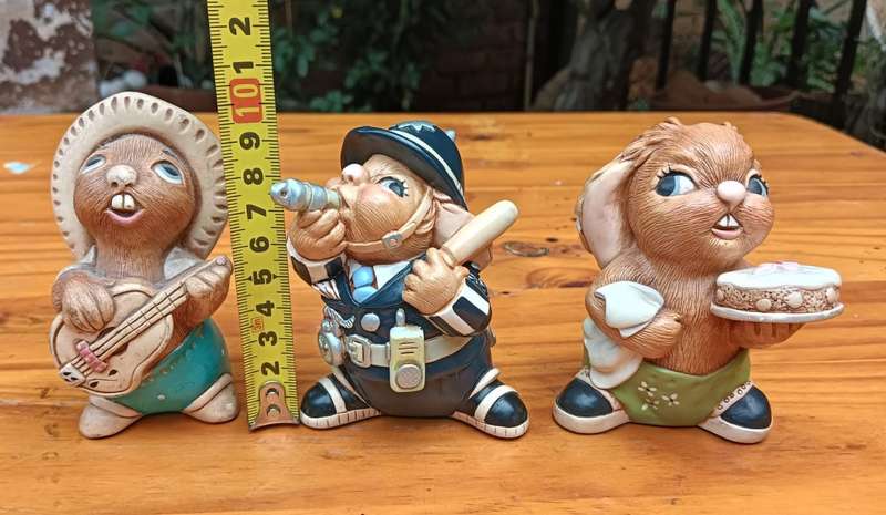 Six Collectable 1960s PenDelfin Rabbit Figurines - Robert, Rocky, Burrows, Scoffer, Old Bill, Percy