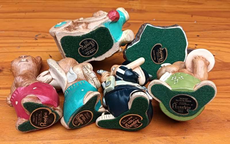Six Collectable 1960s PenDelfin Rabbit Figurines - Robert, Rocky, Burrows, Scoffer, Old Bill, Percy
