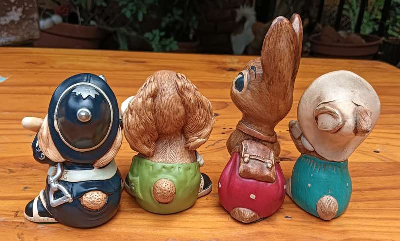 Six Collectable 1960s PenDelfin Rabbit Figurines - Robert, Rocky, Burrows, Scoffer, Old Bill, Percy