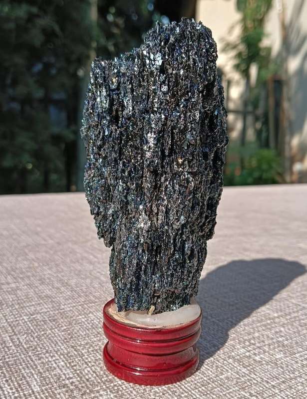 Glistering Rainbow Carborundum Stardust Obelisk  Mimics A Tiny Celestrial Galaxy on Stand