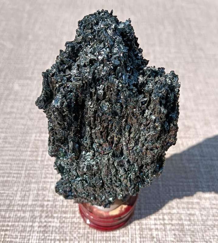 Glistering Rainbow Carborundum Stardust Obelisk  Mimics A Tiny Celestrial Galaxy on Stand