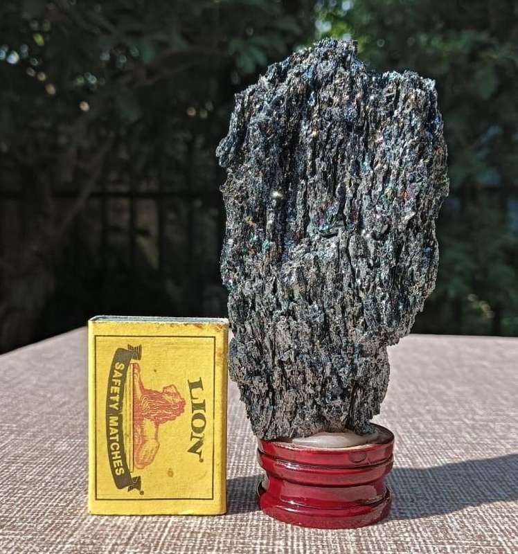 Glistering Rainbow Carborundum Stardust Obelisk  Mimics A Tiny Celestrial Galaxy on Stand