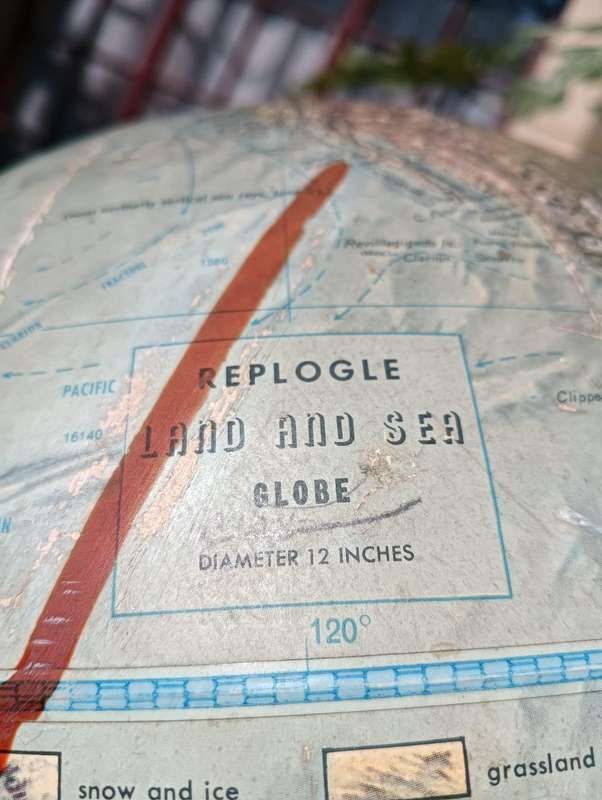 Large Replogle Globe Chicago USA Circa 1965-1971 with Raised 3D Mountains 30cm Diam