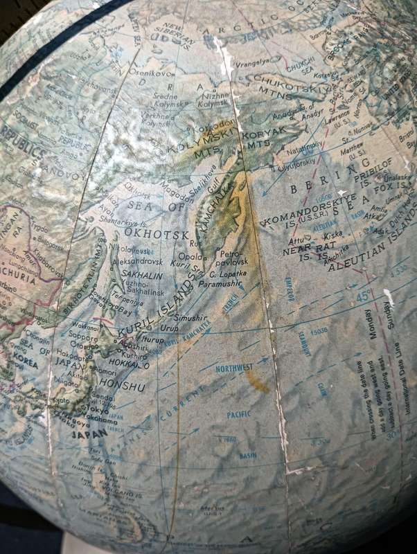 Large Replogle Globe Chicago USA Circa 1965-1971 with Raised 3D Mountains 30cm Diam