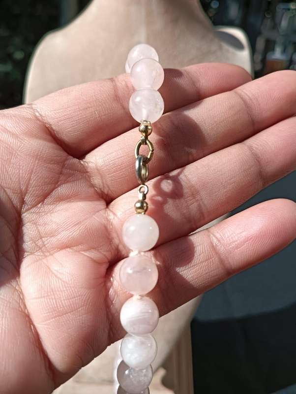 Soft Pink Rose Quartz Beaded Necklace Large 29cm Long