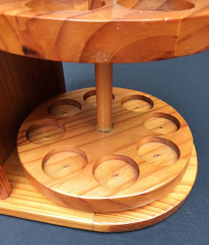 Rotating Solid Pine Wood Spicerack 35cm High to Hold 16 Spices and Herbs