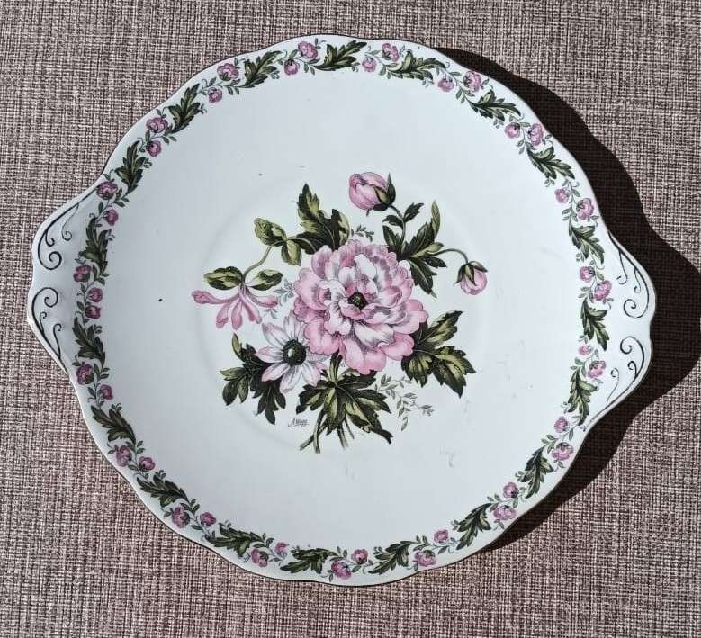 Royal Albert Gotsworld Pattern Two Handled Cake Plate Circa 1935-1940 Good Condition
