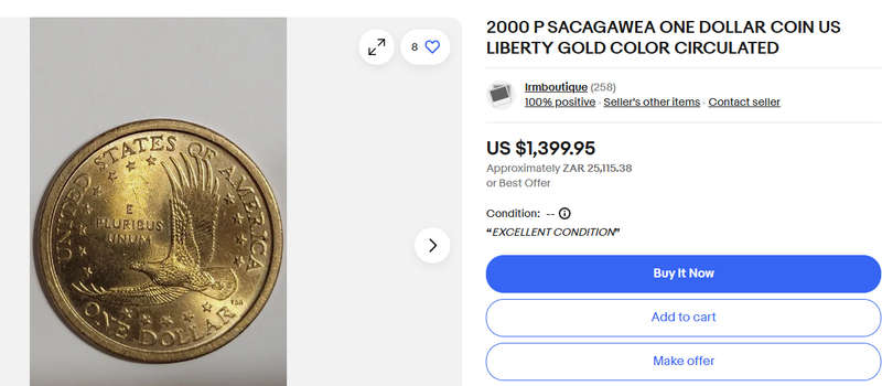 A RARE 2000-P SACAGAWEA GOLDEN DOLLAR $1 COIN