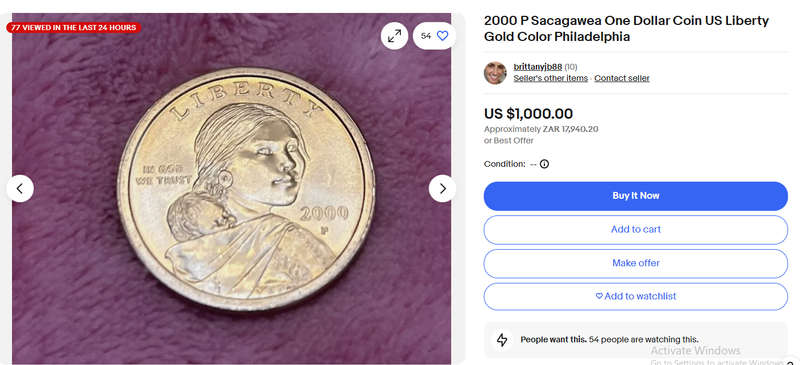 A RARE 2000-P SACAGAWEA GOLDEN DOLLAR $1 COIN