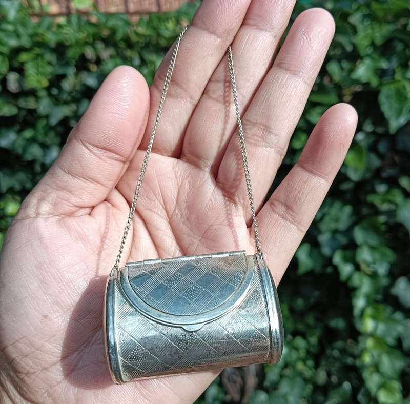 Exquisite Carlo Zucconi Designed Silverplated Miniature Jewellery Handbag / Pillbox