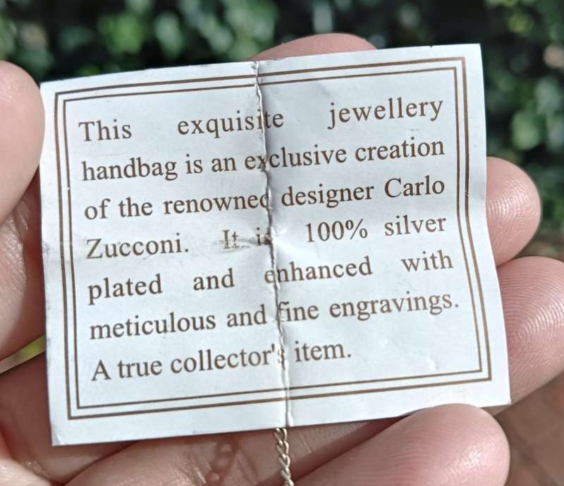 Exquisite Carlo Zucconi Designed Silverplated Miniature Jewellery Handbag / Pillbox