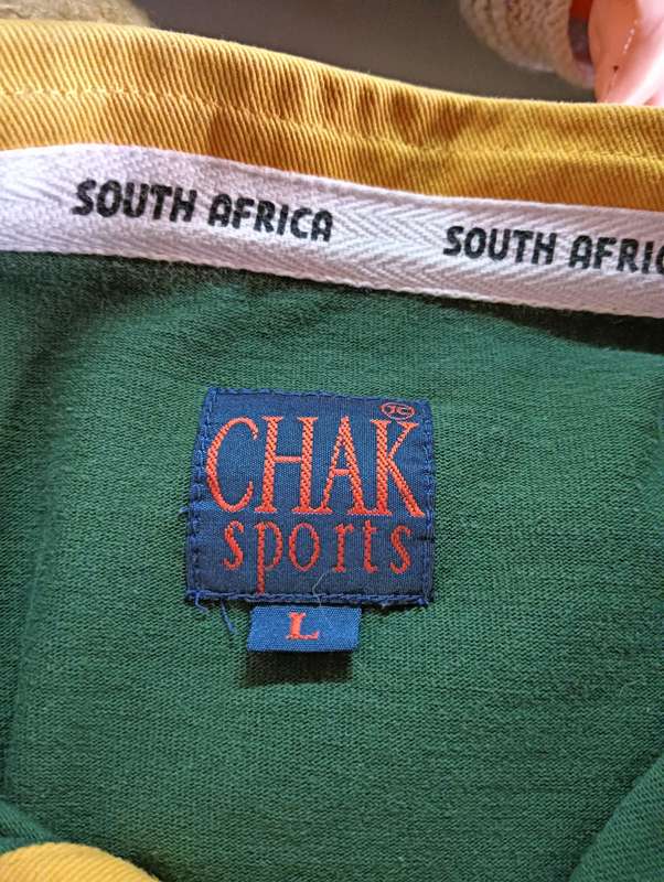 VINTAGE 1990S SOUTH AFRICA RUGBY SPRINGBOKS "CHAK SPORTS" SUPPORTERS JERSEY SIZE L