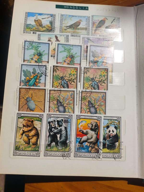Stamp Album with Green Binding - Vintage 1970s  2nd of 3 Stamp Albums on Auction