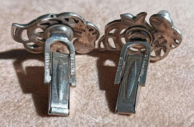 Vintage Sterling Silver English Marquetta Tiara Shaped Cufflinks with Inset Pyrite Stones