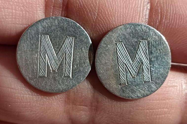 Pair of Alphabet Initials "M" Engraved Sterling Silver Cufflinks 8.59g