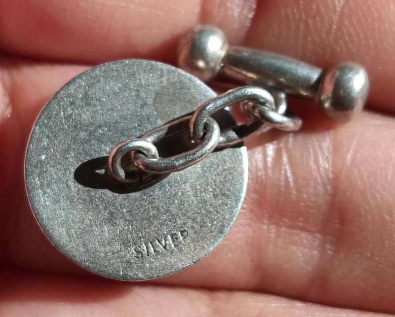 Pair of Alphabet Initials "M" Engraved Sterling Silver Cufflinks 8.59g