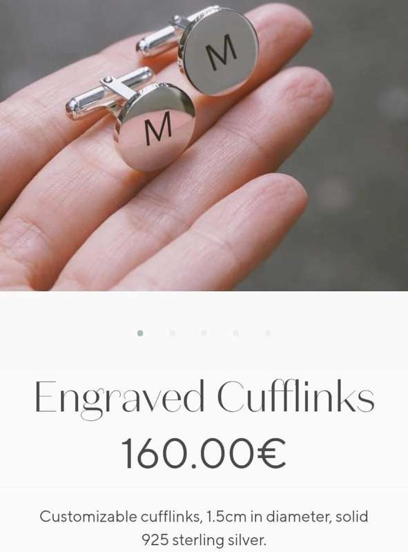 Pair of Alphabet Initials "M" Engraved Sterling Silver Cufflinks 8.59g