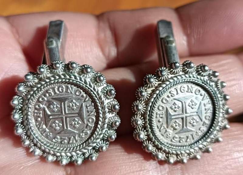 Portuguese 1725 "In Hoc Signo Vinces" "In This Sign You Will Conquer" Coin Replica Cufflinks