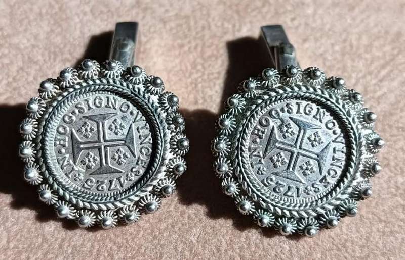Portuguese 1725 "In Hoc Signo Vinces" "In This Sign You Will Conquer" Coin Replica Cufflinks