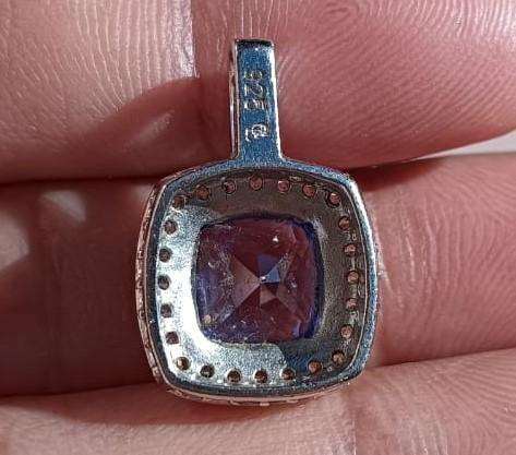 CL (Common Lines) Sterling Silver and Blue and White Rhinestone Pendant 4.2g