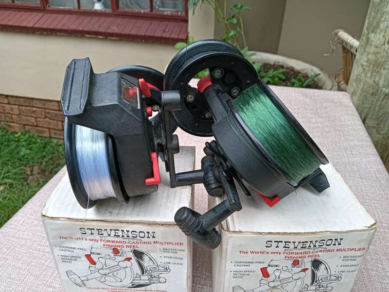 Two Stevenson Multiplier Fishing Reels with Fully Lined Spools Original Boxes Spare Spools Included