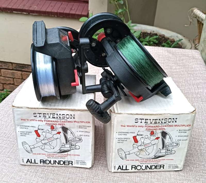 Two Stevenson Multiplier Fishing Reels with Fully Lined Spools Original Boxes Spare Spools Included