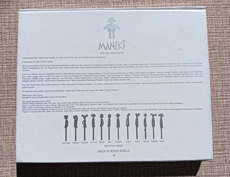 Maneki van Staal Susan Slee Designed Spoon Set Boxed  BABSIE, DIRK, POPPIE, KERNEELS, EMMA AND DAAN