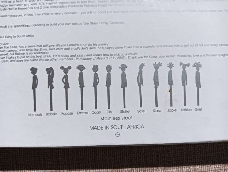 Maneki van Staal Susan Slee Designed Spoon Set Boxed  BABSIE, DIRK, POPPIE, KERNEELS, EMMA AND DAAN