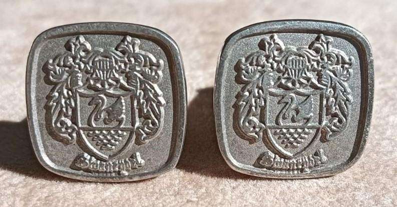 Swanepoel Family Crest Silver Cufflinks - Stamped "Silver" 11.1G