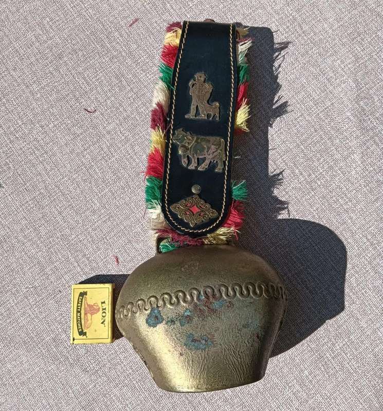 Awesome Large Swiss Brass Cow Bell - Bell Width 14cm - Nice Sound with Clapper In Tact