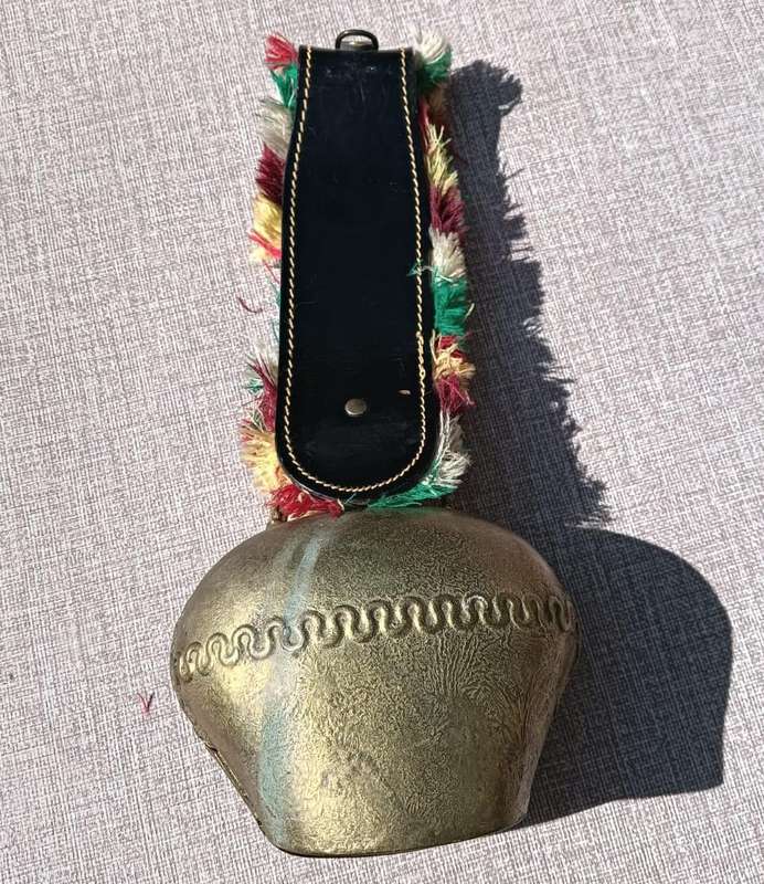 Awesome Large Swiss Brass Cow Bell - Bell Width 14cm - Nice Sound with Clapper In Tact