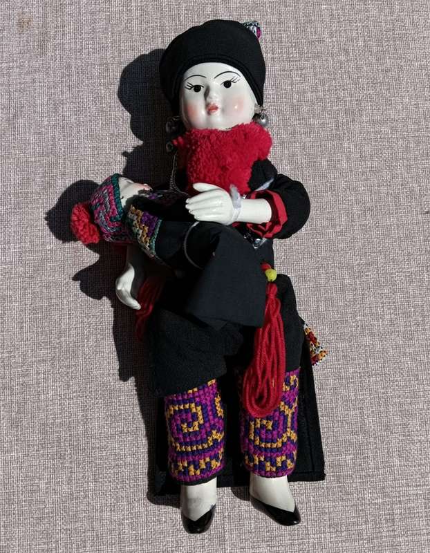 Thai Ethnic Porcelain Doll With Baby