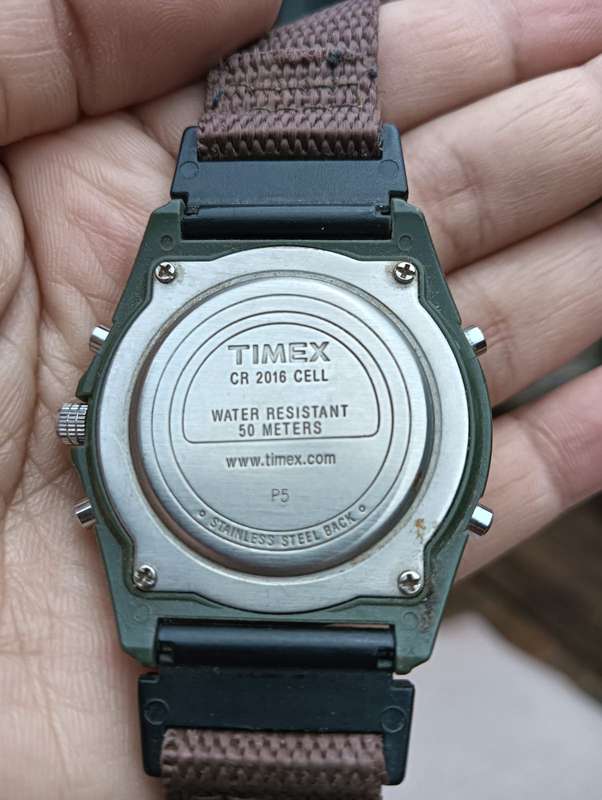 Vintage 1990s Timex T48601 Expedition Indiglo Ana-Digi Quartz Mens Watch with White Dials