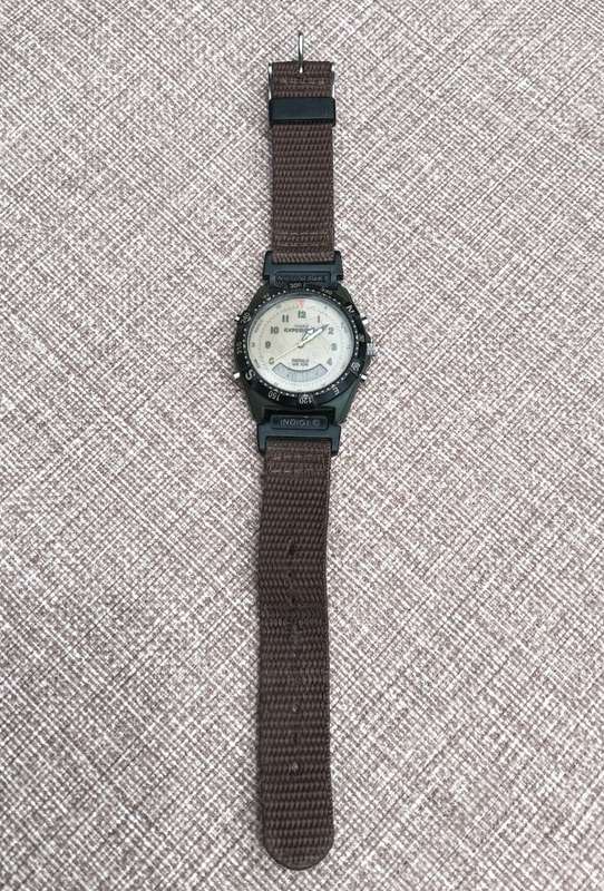 Vintage 1990s Timex T48601 Expedition Indiglo Ana-Digi Quartz Mens Watch with White Dials