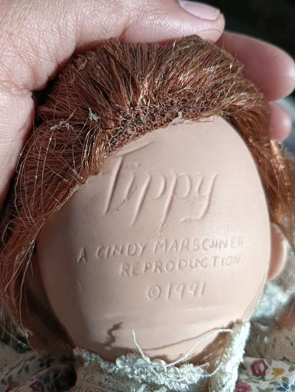 Adorable Tippy Bisque Baby Doll marked a Cindy Marschner 1991 Reproduction Doll