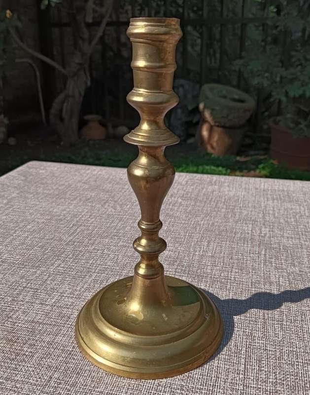 Pair of Vintage Solid Brass Taper Georgian Style Candlesticks 22cm High 364g Each