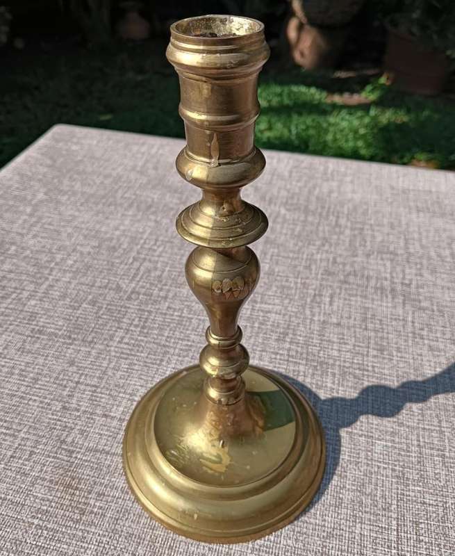 Pair of Vintage Solid Brass Taper Georgian Style Candlesticks 22cm High 364g Each