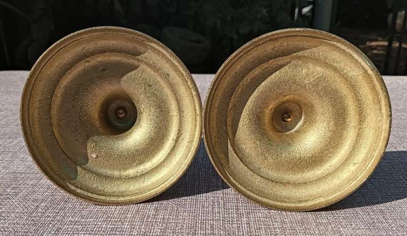 Pair of Vintage Solid Brass Taper Georgian Style Candlesticks 22cm High 364g Each