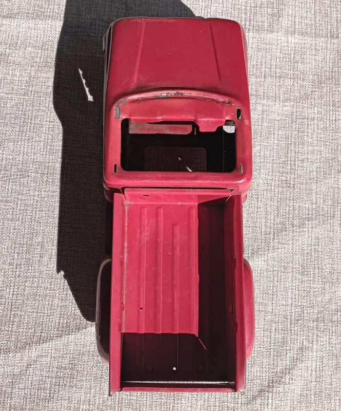 Rare 1960s Tonka Red Stepside Truck Model 302  Top Cabin Missing - Collectable Retro Steel Truck
