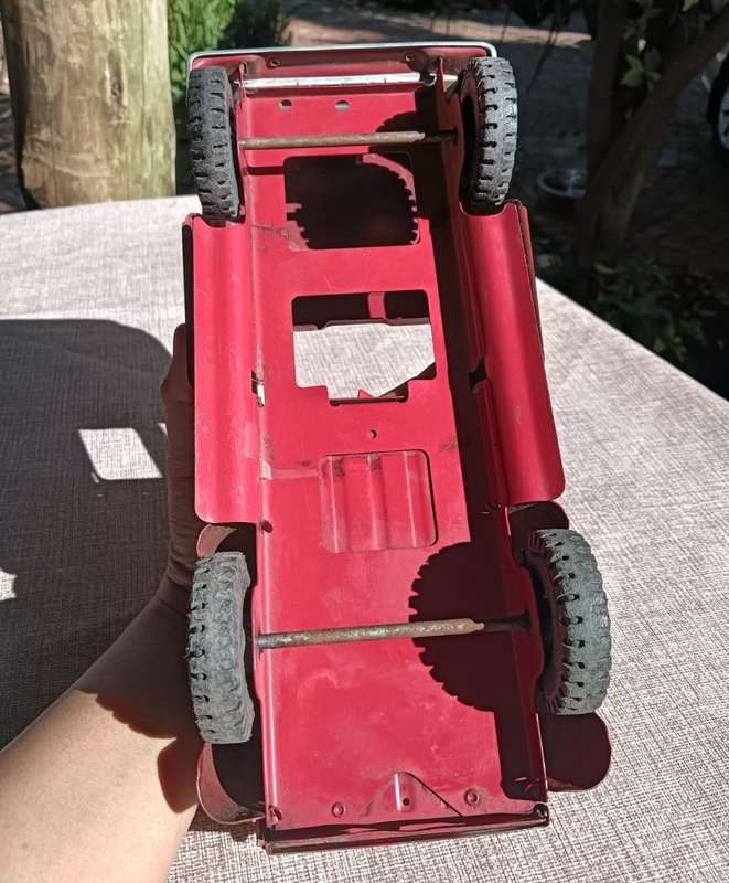 Rare 1960s Tonka Red Stepside Truck Model 302  Top Cabin Missing - Collectable Retro Steel Truck
