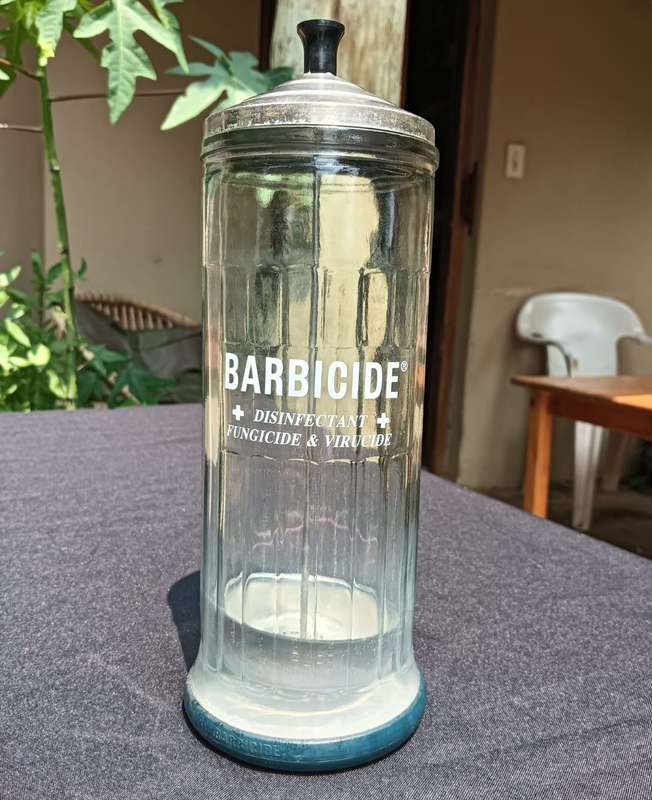 Old School Vintage Barbicide / Germicide Disinfectant Medical Jar
