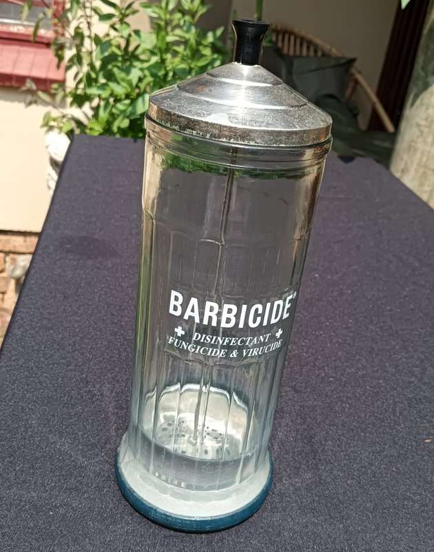 Old School Vintage Barbicide / Germicide Disinfectant Medical Jar