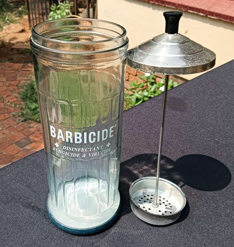 Old School Vintage Barbicide / Germicide Disinfectant Medical Jar