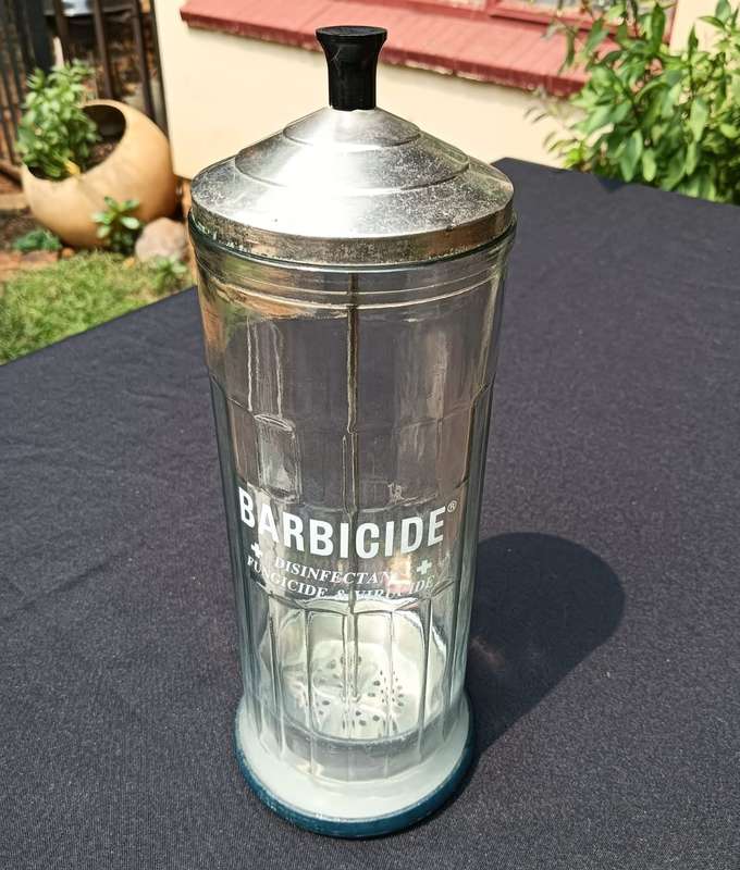 Old School Vintage Barbicide / Germicide Disinfectant Medical Jar
