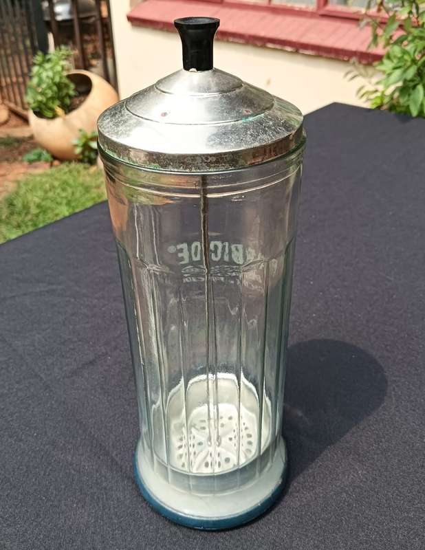 Old School Vintage Barbicide / Germicide Disinfectant Medical Jar